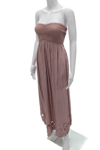Tiare Hawaii Womens Strapless Pink Rayon Maxi Dress Size S