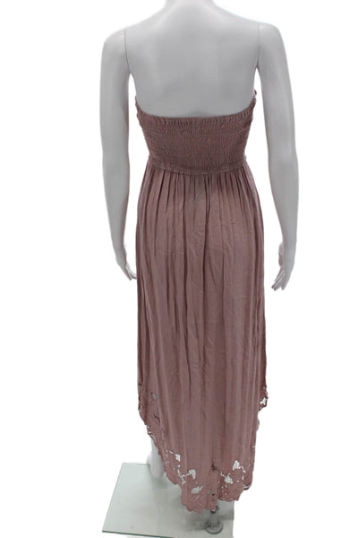 Tiare Hawaii Womens Strapless Pink Rayon Maxi Dress Size S