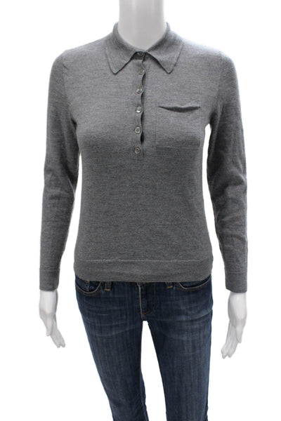 Seventy Women Gray Wool Collared Pullover Long Sleeve Size S