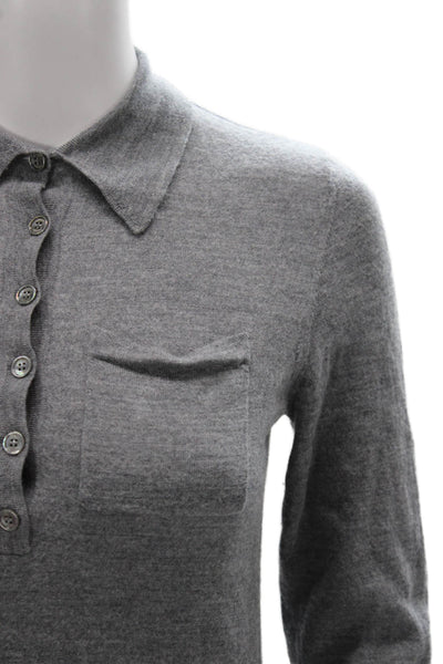 Seventy Women Gray Wool Collared Pullover Long Sleeve Size S