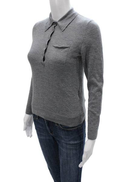Seventy Women Gray Wool Collared Pullover Long Sleeve Size S