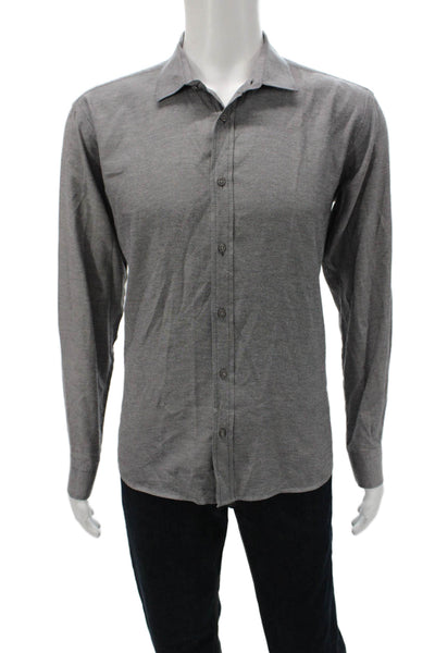 Elie Balleh Mens Gray Cotton Dress Shirt Button Up Long Sleeve Size L