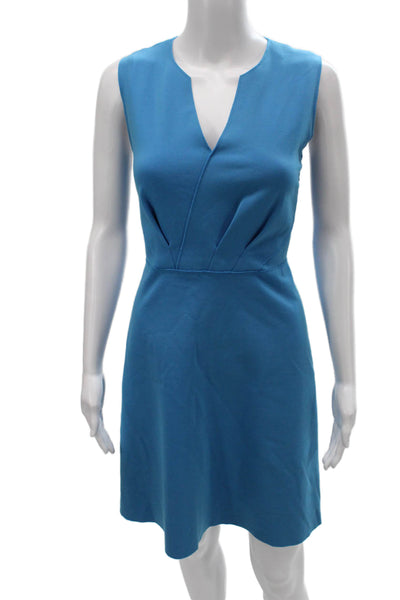 Elie Tahari Women Sheath Dress Blue V-Neck Sleeveless Knee Length Size 4