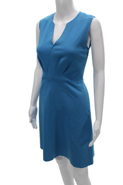 Elie Tahari Women Sheath Dress Blue V-Neck Sleeveless Knee Length Size 4