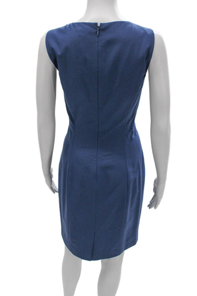 Theory Womens Blue Sheath Dress Sleeveless Boat Neck Knee Length Size 6