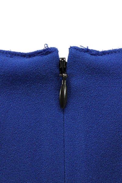 Elie Tahari Women Sheath Blue Cowl Neck Knee Length Sleeveless Zip Dress Size 6