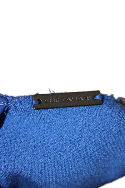 Elie Tahari Women Sheath Blue Cowl Neck Knee Length Sleeveless Zip Dress Size 6