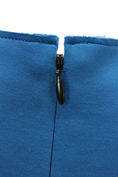 Elie Tahari Women Sheath Dress Blue Rayon V Neck Sleeveless Knee Length Size 4