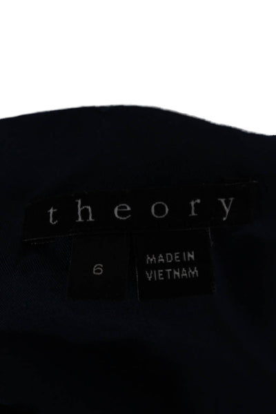 Theory Women Sheath Dress Blue Wool Boatneck Sleeveless Knee Zip Size 6