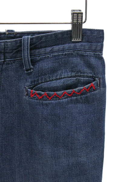Male Slacks Jeans Unisex Adults Flared Jeans Blue Cotton Zip Mid Rise Size 27