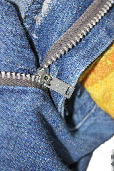 Male Slacks Jeans Unisex Adults Flared Jeans Blue Cotton Zip Mid Rise Size 27