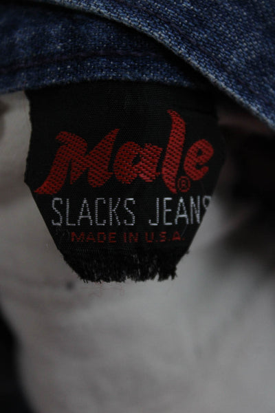 Male Slacks Jeans Unisex Adults Flared Jeans Blue Cotton Zip Mid Rise Size 27