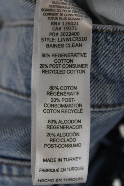 Frame Women Straight Jeans Blue Mid Rise Geometric Cotton Size 26