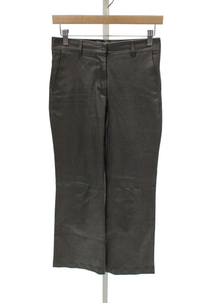 Ines & Marechal Womens Dress Pants Brown Lamb Leather Zip Size 36