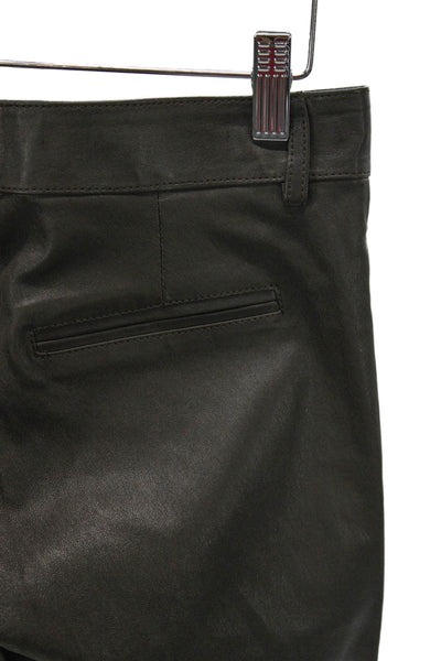 Ines & Marechal Womens Dress Pants Brown Lamb Leather Zip Size 36