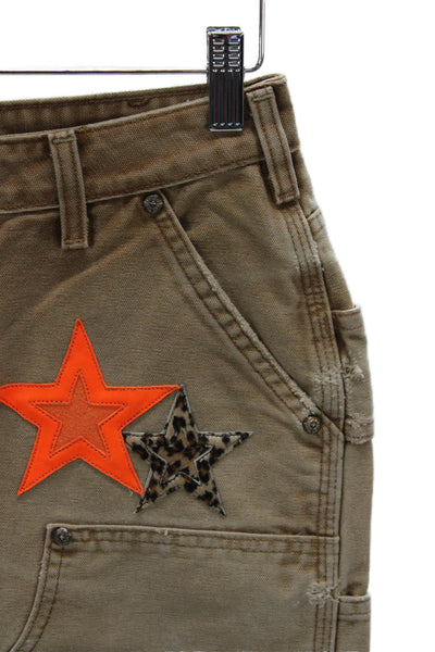 Chrome Hearts Mens Carpenter Pants Brown Animal Print Cotton Size 27