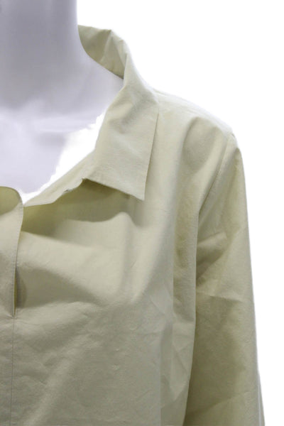 Peter Cohen Women Cropped Cotton Collared Blouse Long Sleeve Yellow Size M