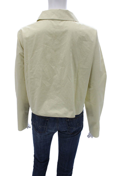 Peter Cohen Women Cropped Cotton Collared Blouse Long Sleeve Yellow Size M