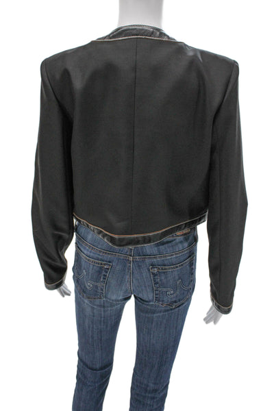 Schiaparelli Womens Black Wool Blend Basic Jacket Hook & Eye Size 38