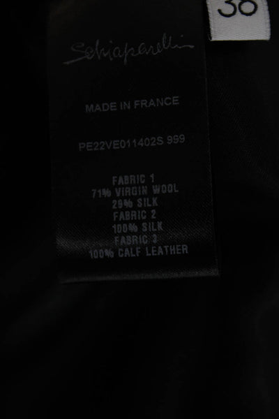 Schiaparelli Womens Black Wool Blend Basic Jacket Hook & Eye Size 38