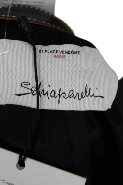 Schiaparelli Womens Black Wool Blend Basic Jacket Hook & Eye Size 38
