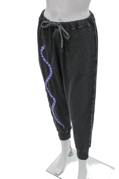 Designer Womens Gray Animal Print Cotton Drawstring Jogger Pants Size M