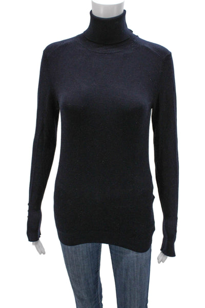Zara Knit Women Turtleneck Pullover Sweater Blue Long Sleeve Size M
