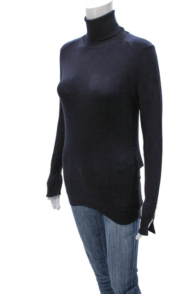 Zara Knit Women Turtleneck Pullover Sweater Blue Long Sleeve Size M