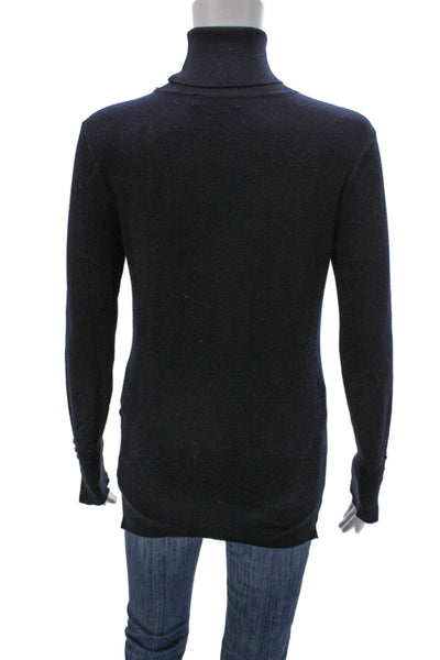 Zara Knit Women Turtleneck Pullover Sweater Blue Long Sleeve Size M