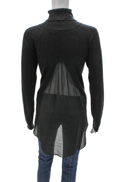 Karen Millen Women Turtleneck Tunic Sweater Black Modal Long Sleeve Size 3