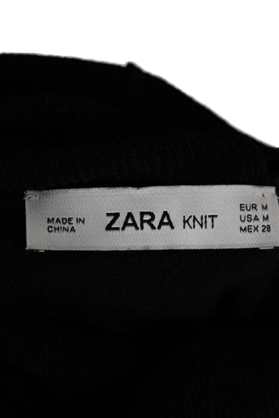 Zara Knit Women Pullover Black Turtleneck Long Sleeve Sweater Size M