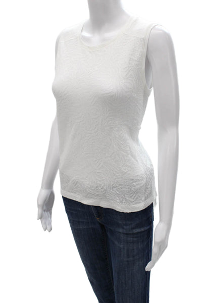 Club Monaco Women Basic Sleeveless White Cotton Tank Round Neck Size S