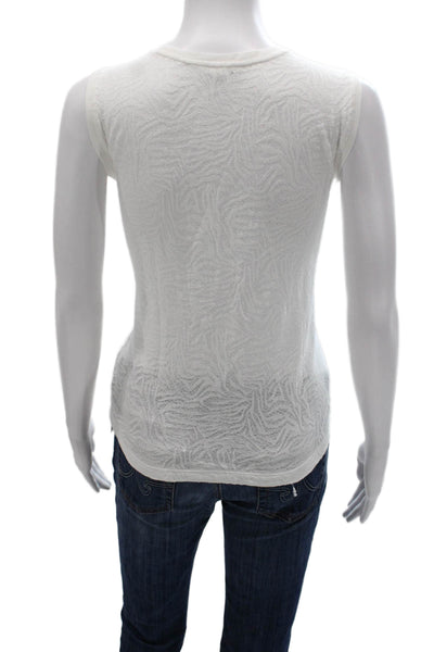 Club Monaco Women Basic Sleeveless White Cotton Tank Round Neck Size S