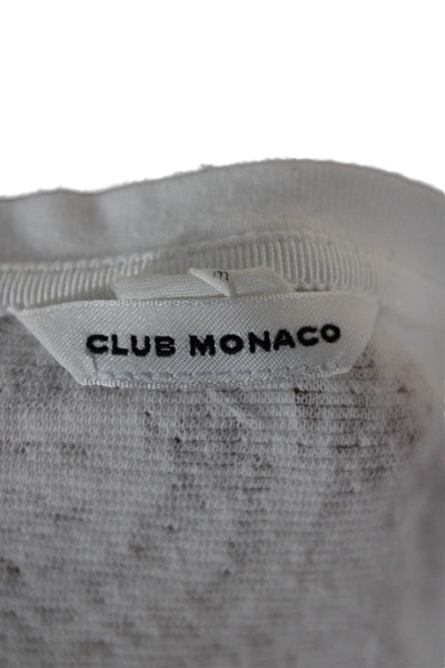 Club Monaco Women Basic Sleeveless White Cotton Tank Round Neck Size S