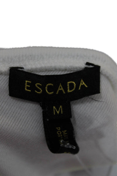 Escada Women Basic Sleeveless Scoop Neck White Polyester Tank Size M