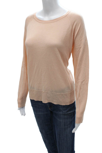 Zara Womens Peach Crew Neck Pullover Sweater Long Sleeve Size M