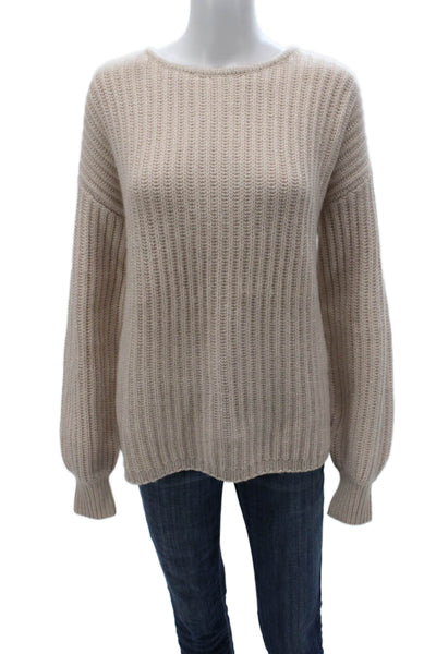 FTC Women Beige 96% Cashmere Boat Neck Pullover Sweater Long Sleeve Size M