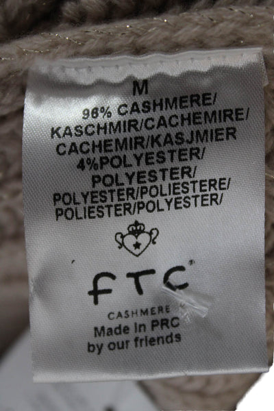 FTC Women Beige 96% Cashmere Boat Neck Pullover Sweater Long Sleeve Size M