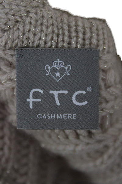 FTC Women Beige 96% Cashmere Boat Neck Pullover Sweater Long Sleeve Size M