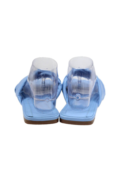Zara Womens Leather Cross Strap Slide On Sandals Sky Blue Size 40 10