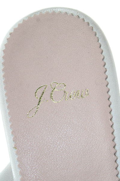 J Crew Womens Leather Twist Cross Strap Slide On Sandals White Size 9.5