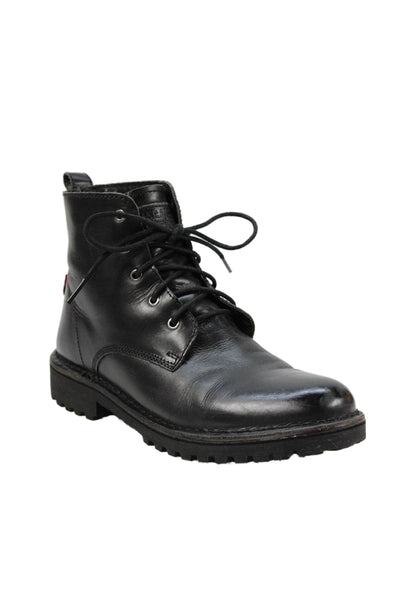 Levi's Womens Leather Lace Up High Top Flat Shoes Black Size 8