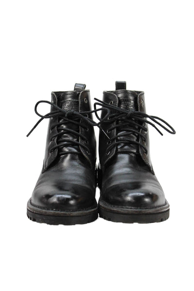 Levi's Womens Leather Lace Up High Top Flat Shoes Black Size 8