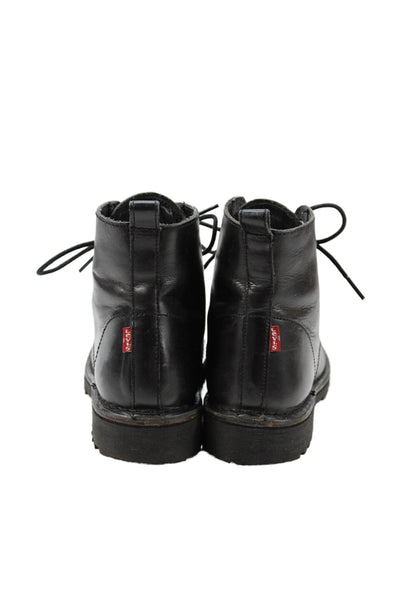 Levi's Womens Leather Lace Up High Top Flat Shoes Black Size 8