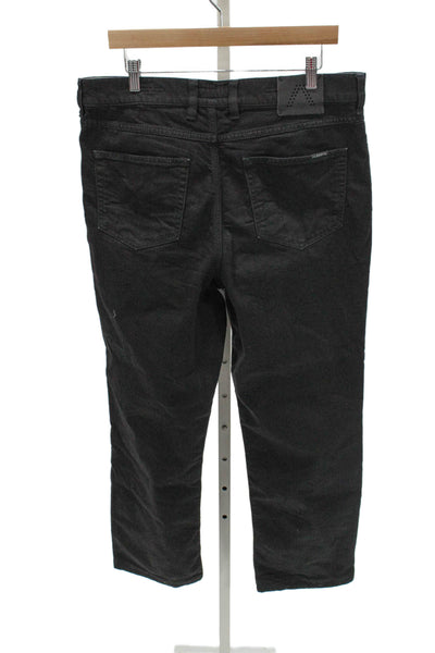 Alberto Mens Straight Black Cotton Jeans Size 36