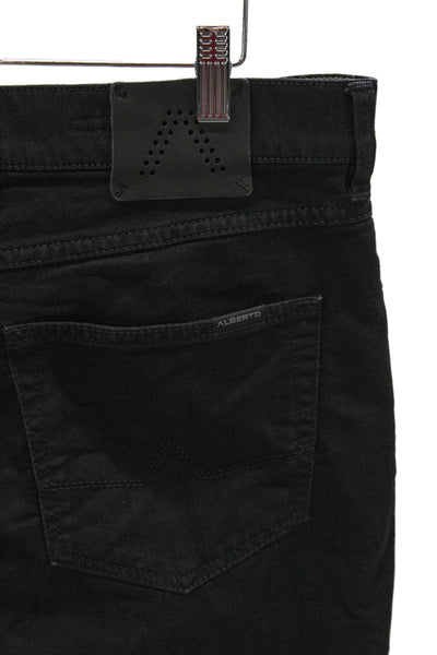 Alberto Mens Straight Black Cotton Jeans Size 36