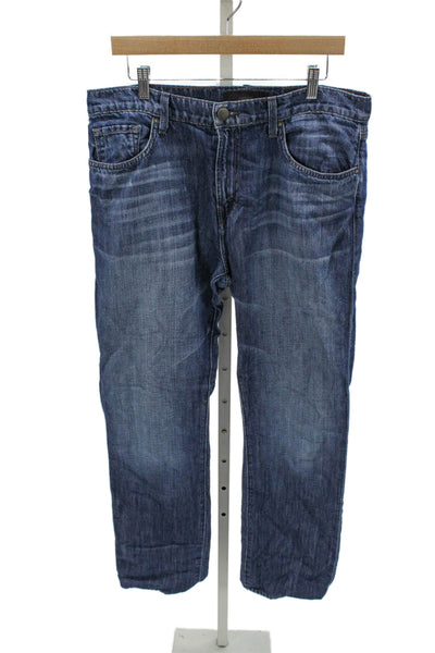 J Brand Mens Straight Jeans Blue Button Cotton Blend Size 38