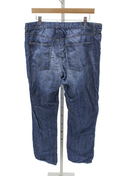 J Brand Mens Straight Jeans Blue Button Cotton Blend Size 38