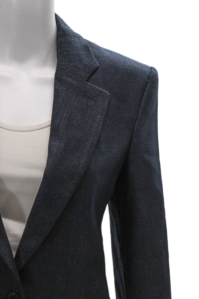 Stella McCartney Womens Single Button Pant Suit Navy Blue Metallic Size EUR 40