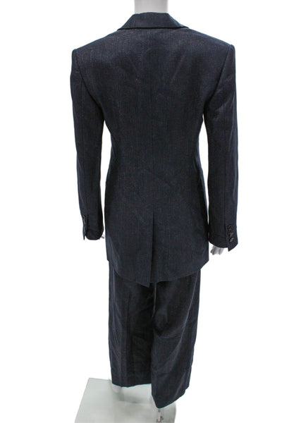 Stella McCartney Womens Single Button Pant Suit Navy Blue Metallic Size EUR 40